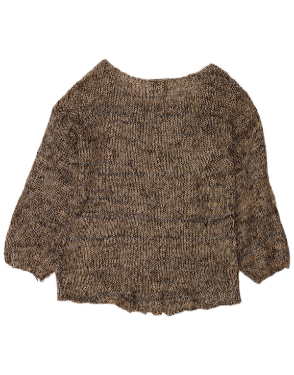 Topshop Womens Boat Neck Jumper Sweater UK 12 Medium Brown Flecked
