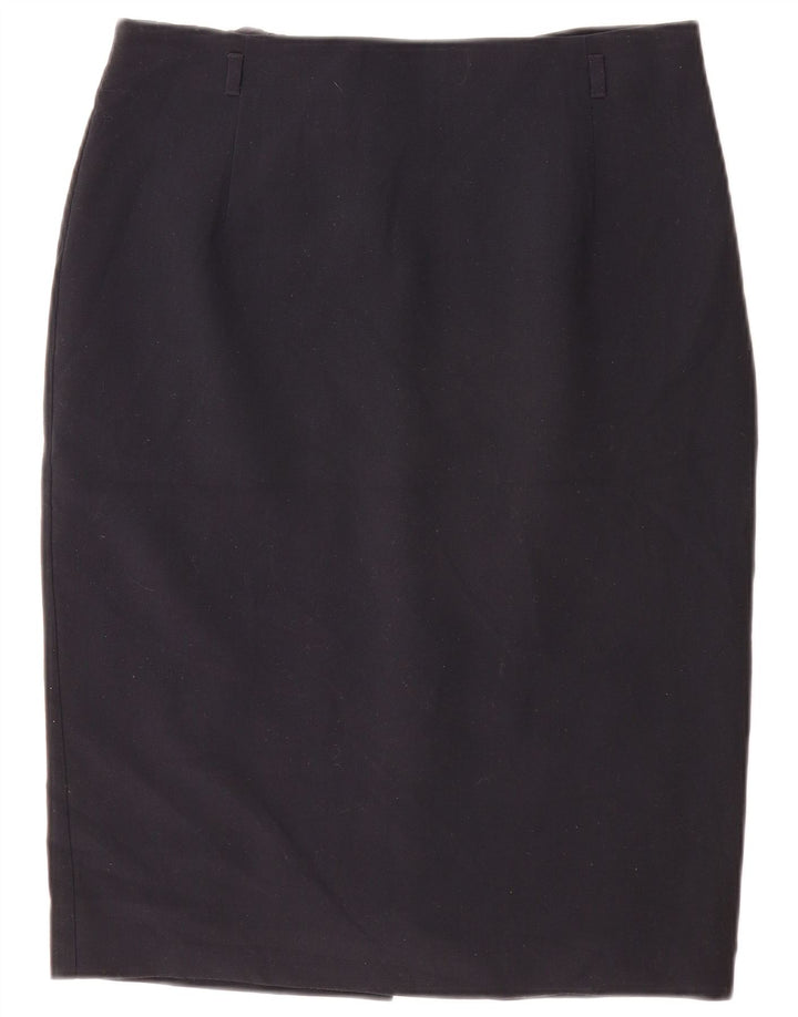 Marks & Spencer Womens Pencil Skirt UK 14 Large W32 Navy Blue Polyester