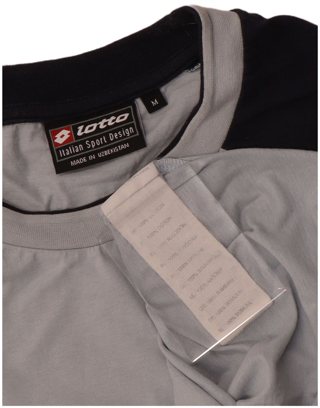 Lotto Mens Graphic T-Shirt Top Medium Grey Colourblock Cotton