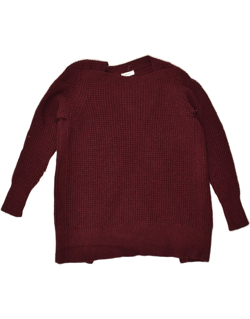 REISS Womens Square Neck Jumper Sweater UK 6 XS Maroon Wool | Vintage Reiss | Thrift | Second-Hand Reiss | Used Clothing | Messina Hembry 