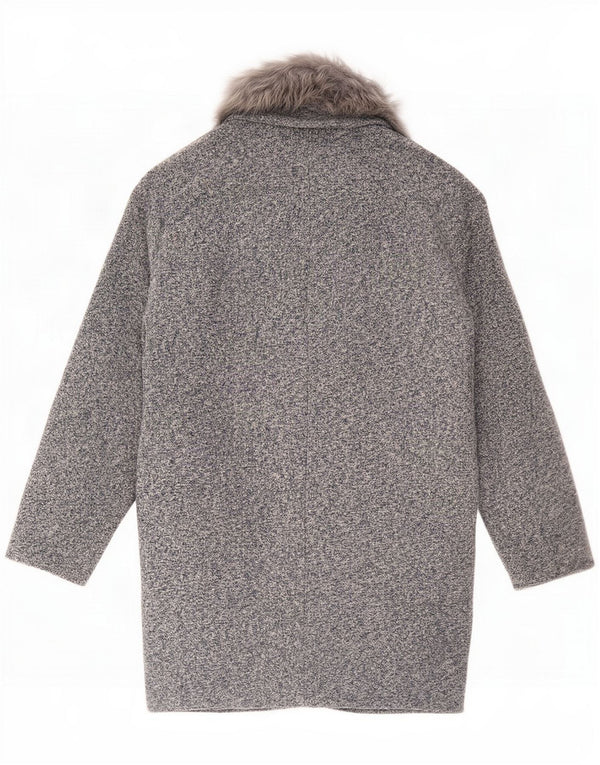 Oasis Womens Oversized Overcoat UK 6 XS Navy Blue Flecked