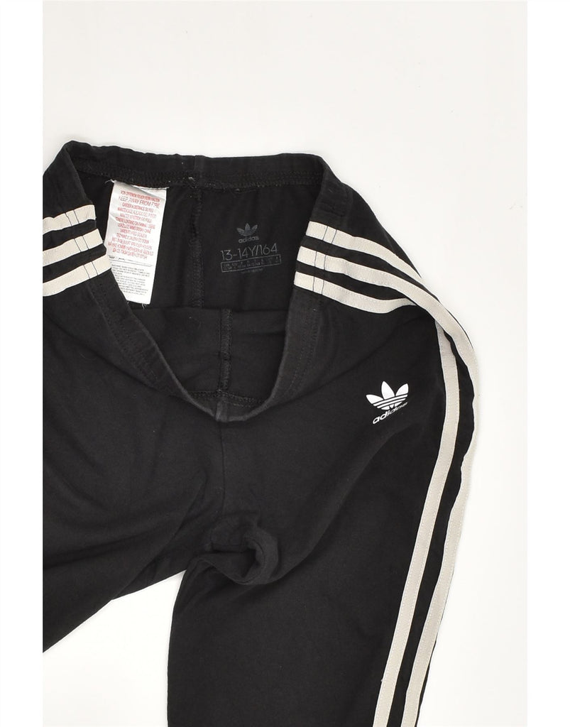 ADIDAS Girls Leggings 13-14 Years Black Cotton | Vintage Adidas | Thrift | Second-Hand Adidas | Used Clothing | Messina Hembry 