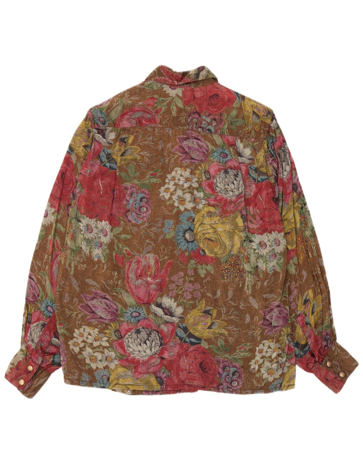 Vintage Womens Shirt Blouse UK 12 Medium Multicoloured Floral Viscose