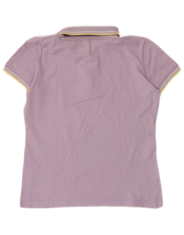 Fred Perry Womens Crop Polo Shirt UK 12 Medium Purple Striped Cotton