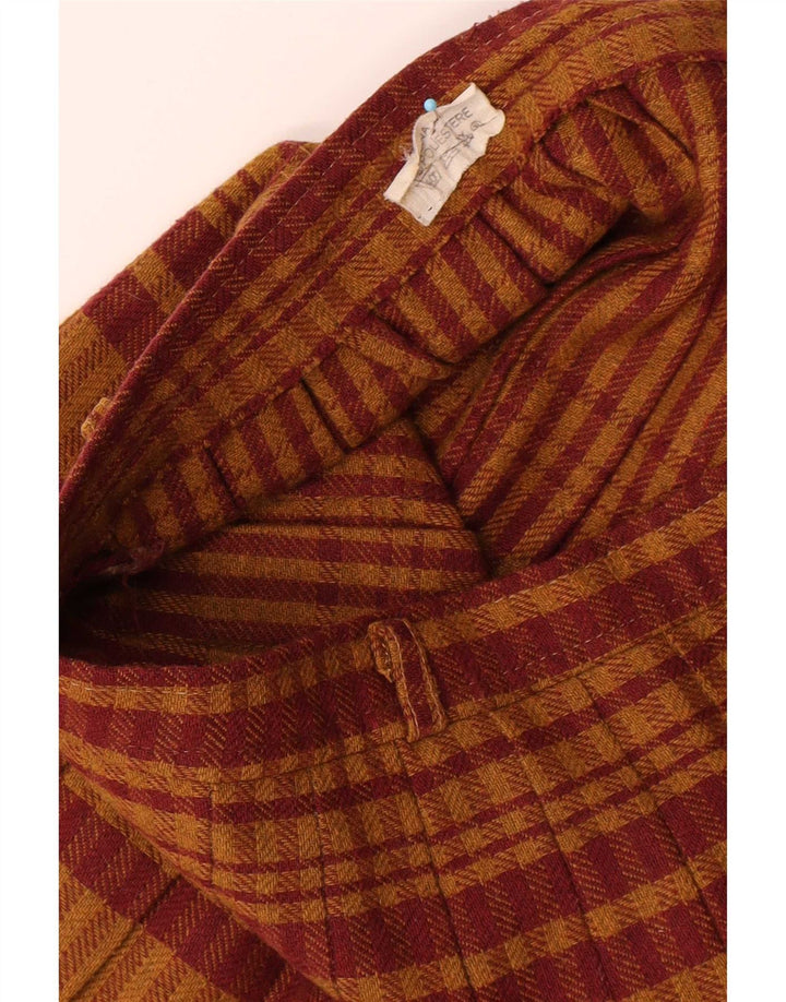 Vintage Womens Knife Pleated Skirt W28 Medium Brown Plaid Wool