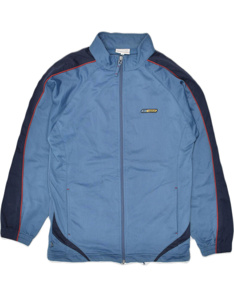 REEBOK Boys Graphic Tracksuit Top Jacket 15-16 Years Blue Polyester | Vintage Reebok | Thrift | Second-Hand Reebok | Used Clothing | Messina Hembry 