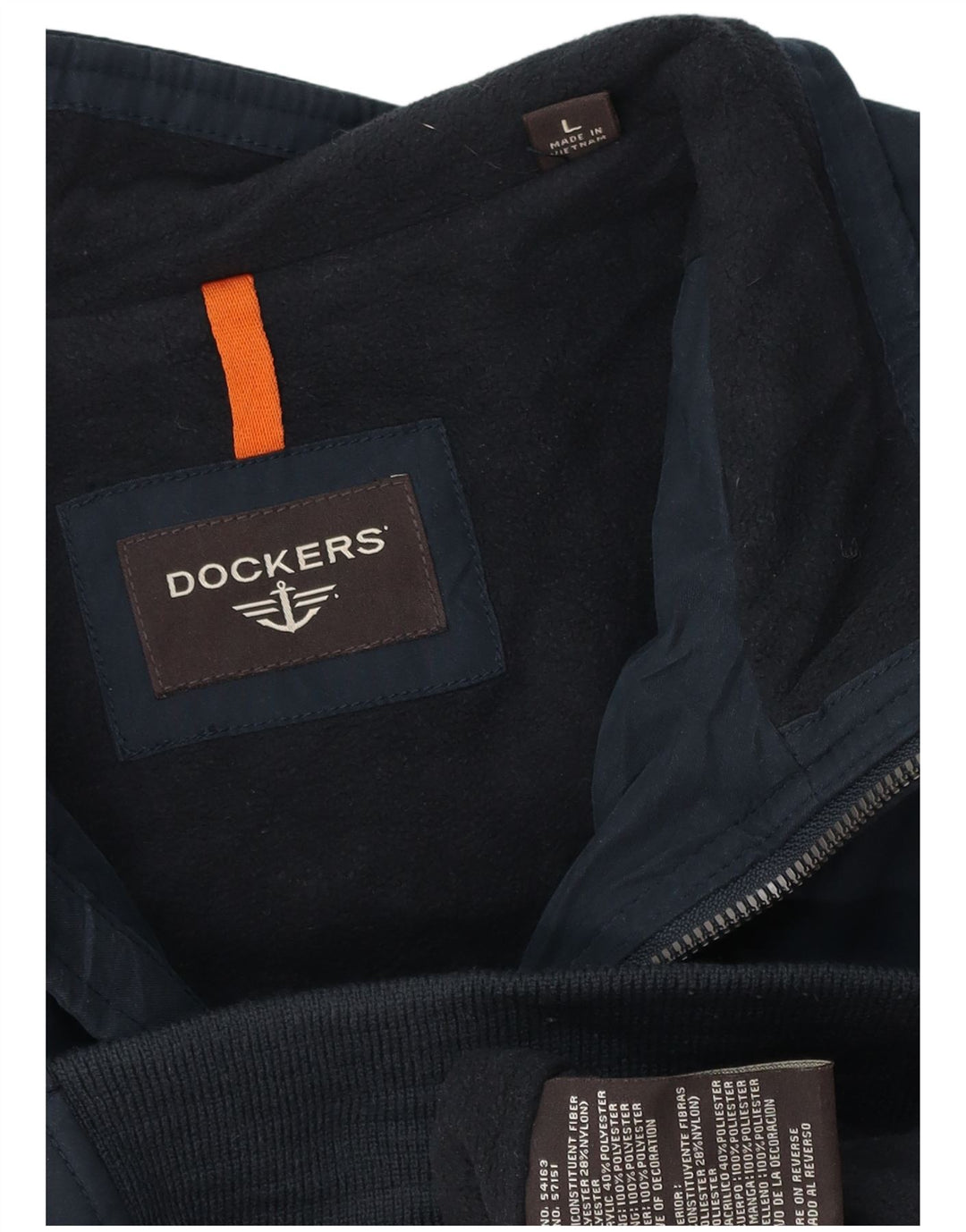 DOCKERS Mens Bomber Jacket UK 40 Large Navy Blue Polyester