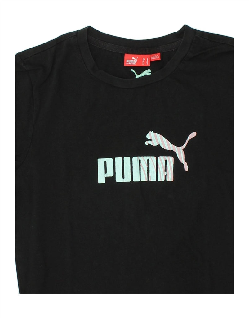 PUMA Womens Graphic T-Shirt Top UK 12 Medium  Black Cotton | Vintage Puma | Thrift | Second-Hand Puma | Used Clothing | Messina Hembry 