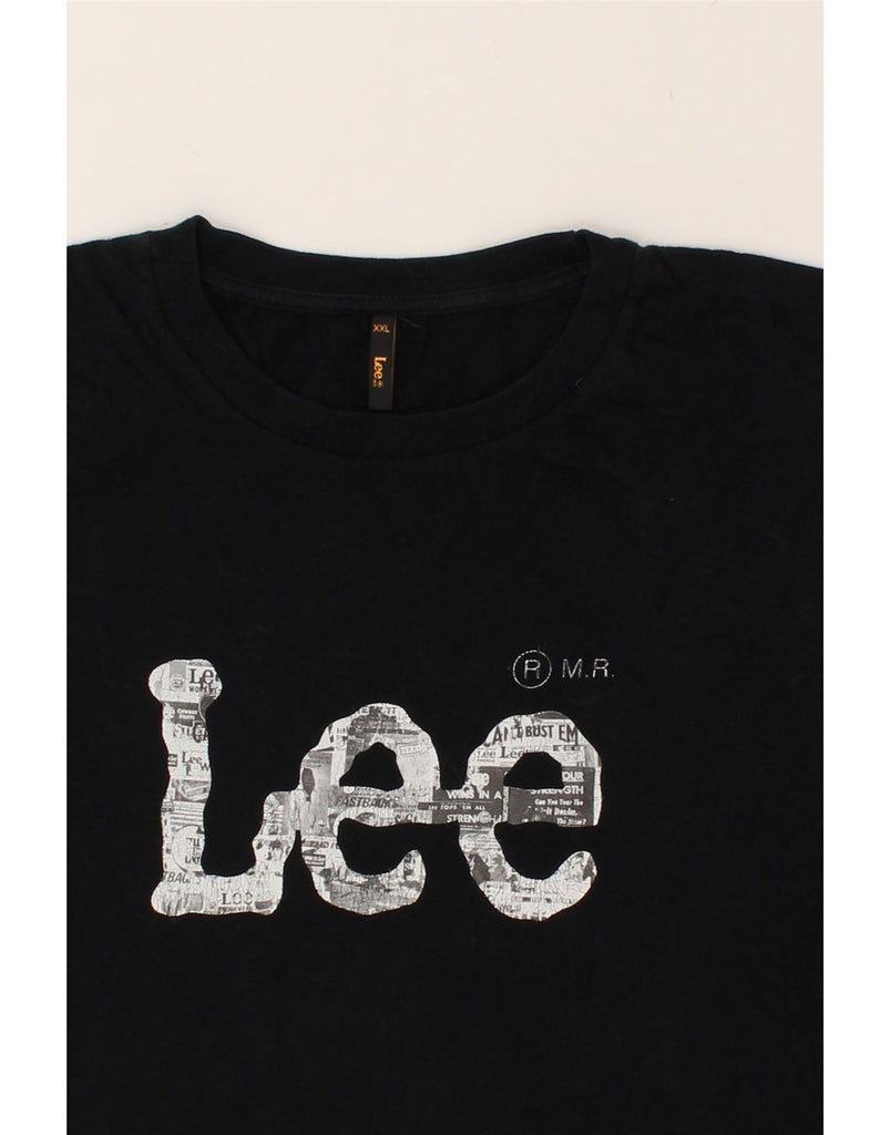 LEE Womens Graphic T-Shirt Top UK 20 2XL Navy Blue Cotton | Vintage Lee | Thrift | Second-Hand Lee | Used Clothing | Messina Hembry 