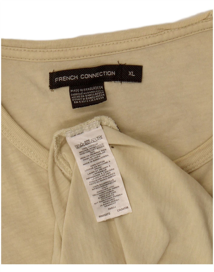 French Connection Mens T-Shirt Top XL Beige Cotton