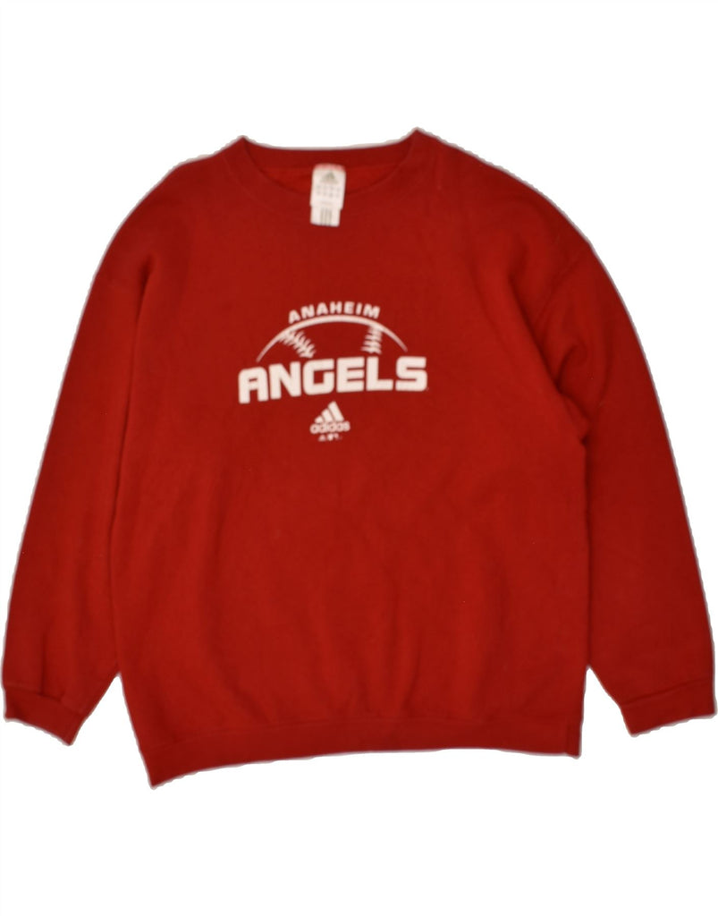 ADIDAS Mens Angels Graphic Sweatshirt Jumper Large Red Cotton | Vintage Adidas | Thrift | Second-Hand Adidas | Used Clothing | Messina Hembry 