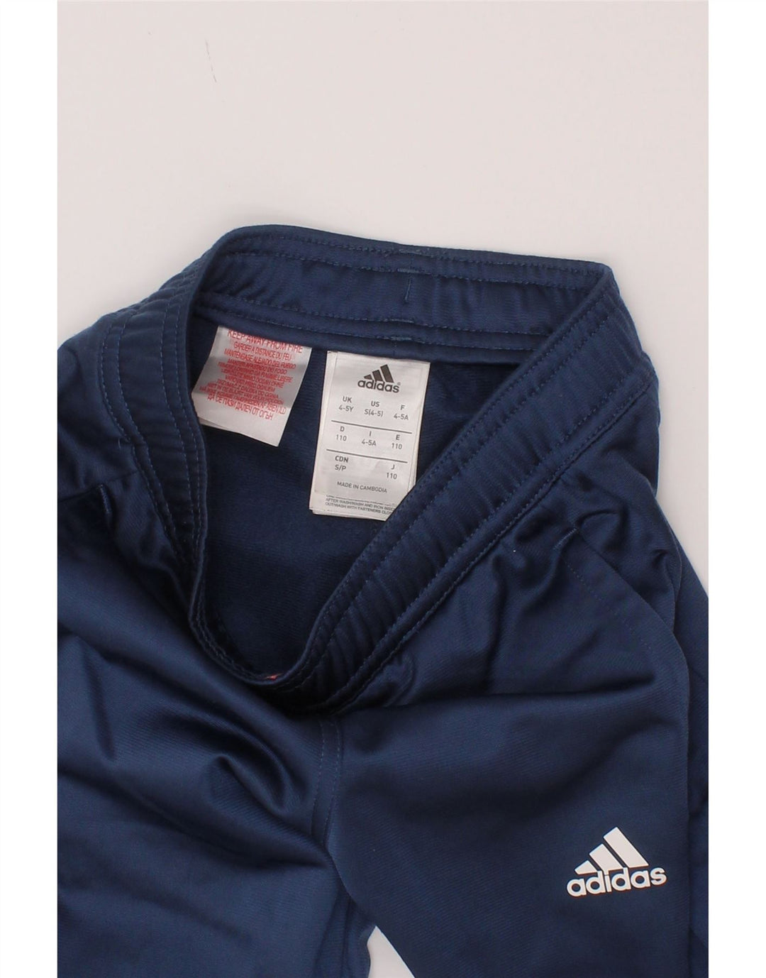Adidas Boys Tracksuit Trousers Joggers 4-5 Years  Navy Blue Polyester