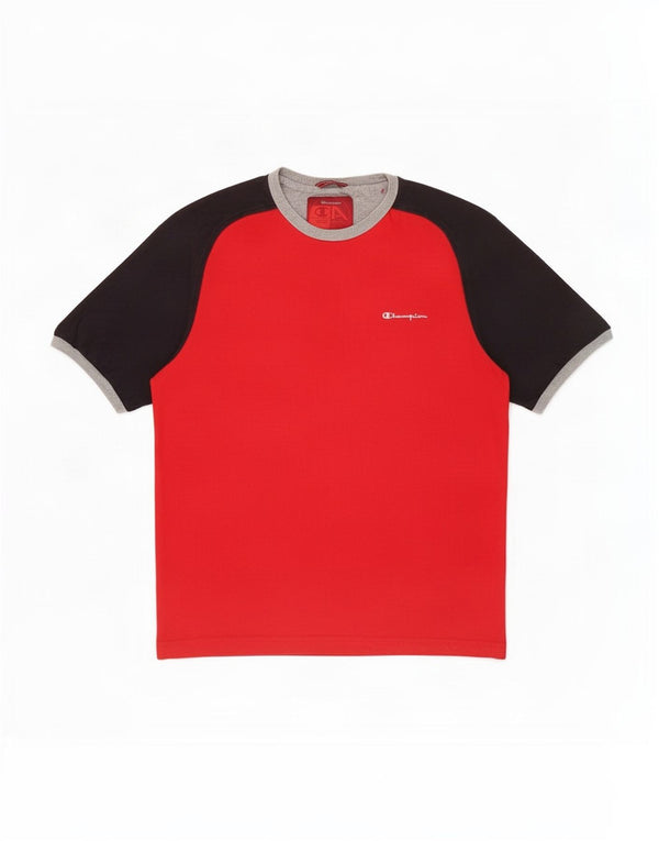 Champion Mens T-Shirt Top XL Red Colourblock Cotton