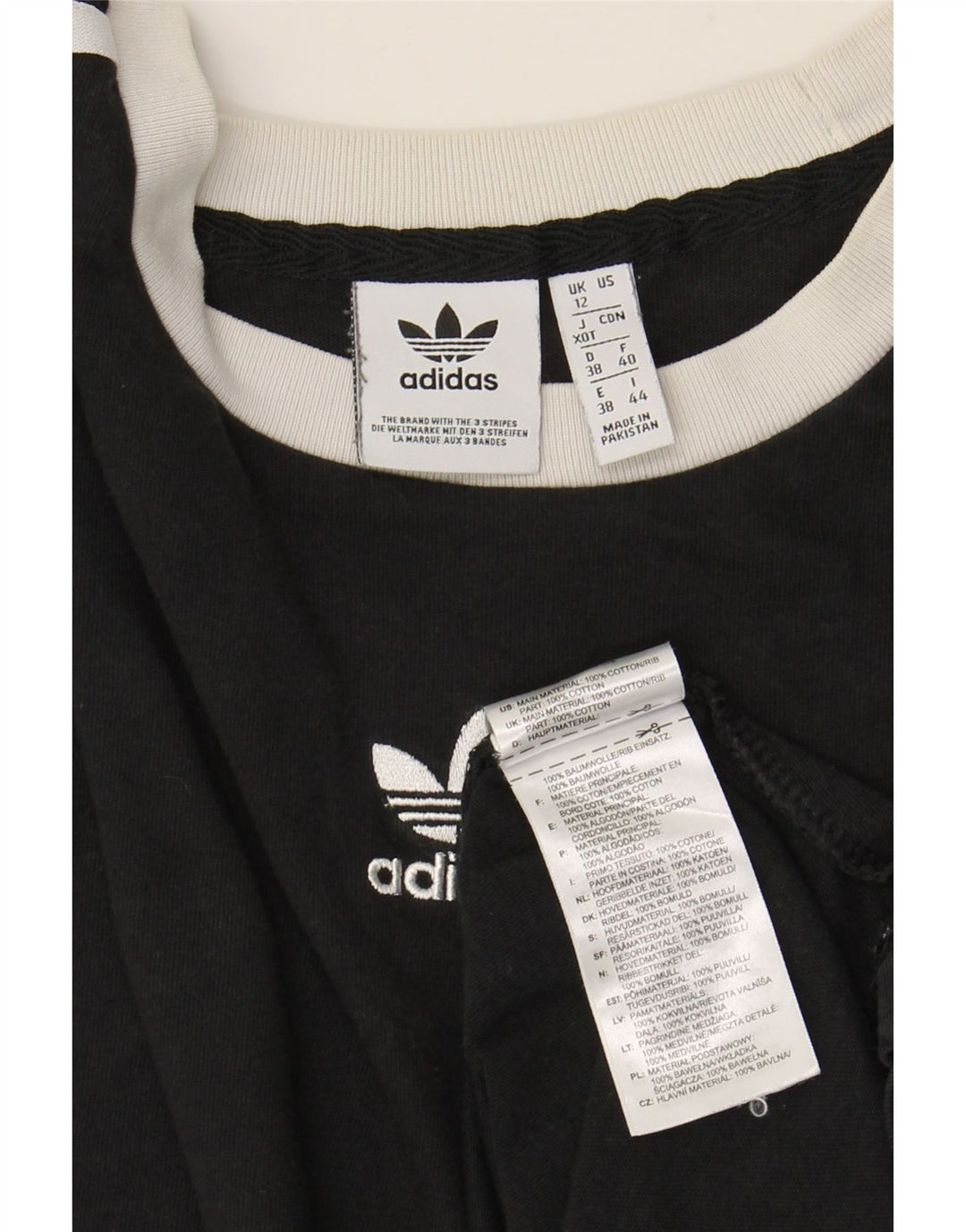 ADIDAS Womens T-Shirt Top UK 12 Medium Black Cotton