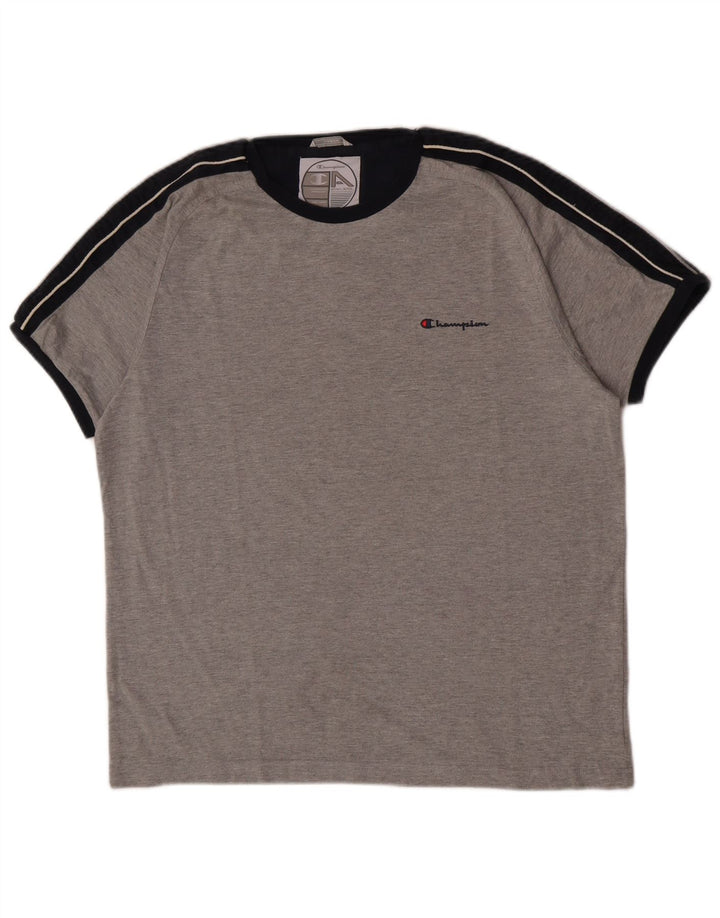 Champion Mens T-Shirt Top Large Grey Cotton