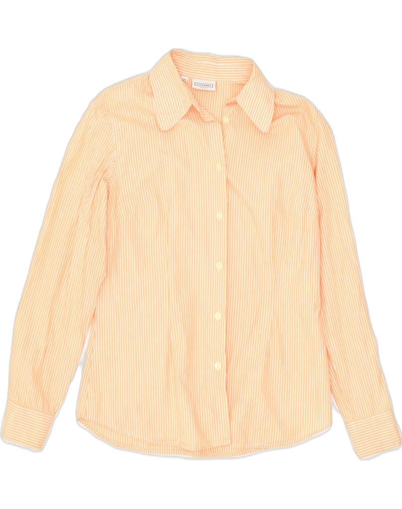 STEFANEL Womens Shirt UK 12 Medium Orange Striped Cotton | Vintage Stefanel | Thrift | Second-Hand Stefanel | Used Clothing | Messina Hembry 