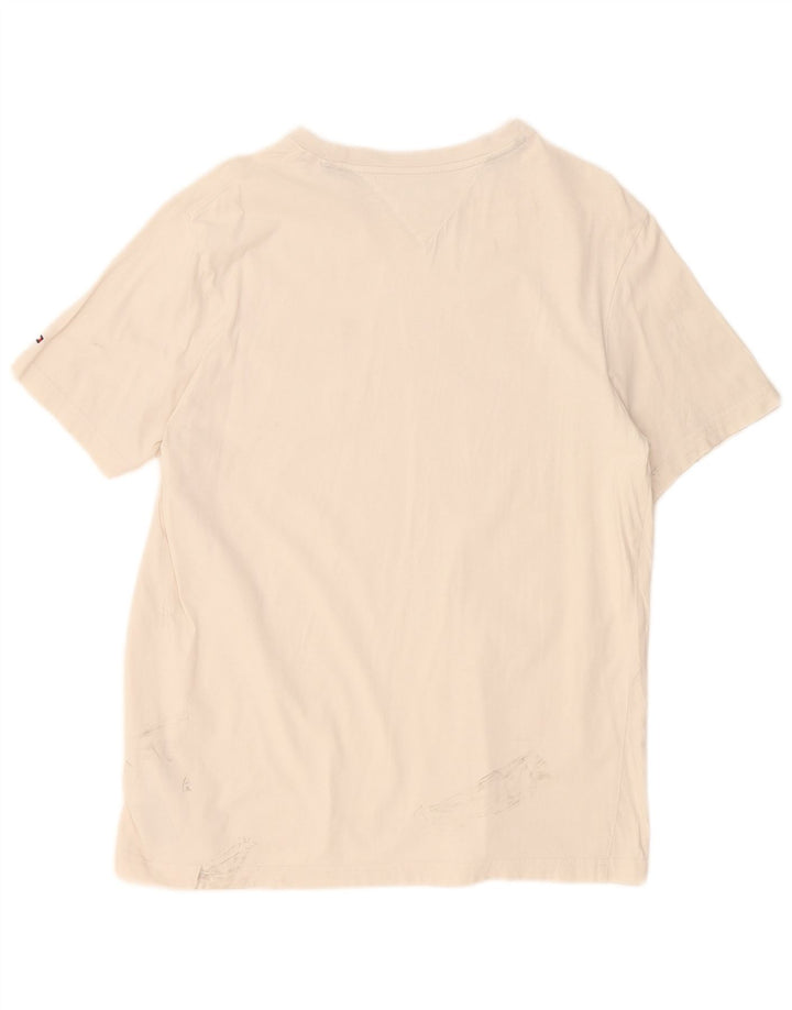 Tommy Hilfiger Mens Regular Fit T-Shirt Top Large Beige Cotton