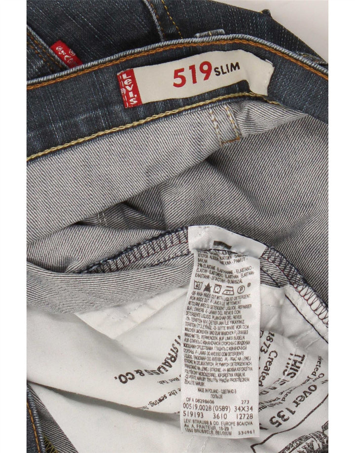 Levi's Mens 519 Slim Jeans W34 L34 Blue Cotton