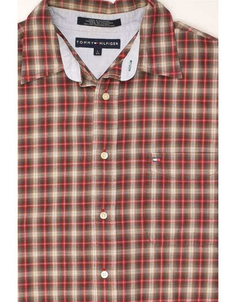 TOMMY HILFIGER Mens Shirt Large Red Check Cotton | Vintage Tommy Hilfiger | Thrift | Second-Hand Tommy Hilfiger | Used Clothing | Messina Hembry 