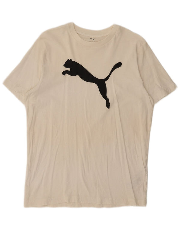 Puma Mens Graphic T-Shirt Top Medium White Cotton