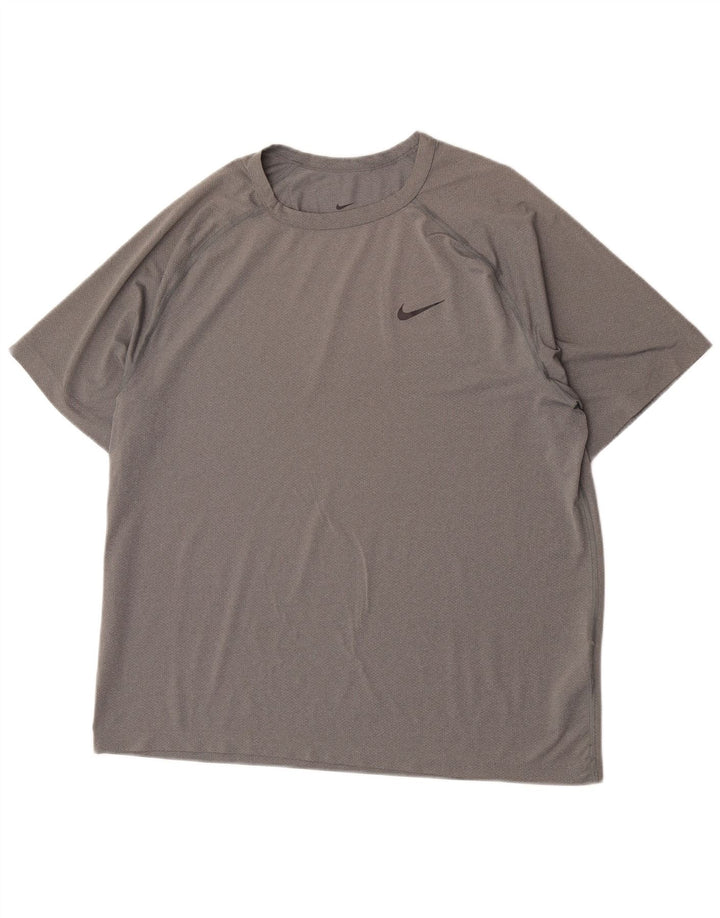 Nike Mens Dri Fit T-Shirt Top Large Grey Polyester