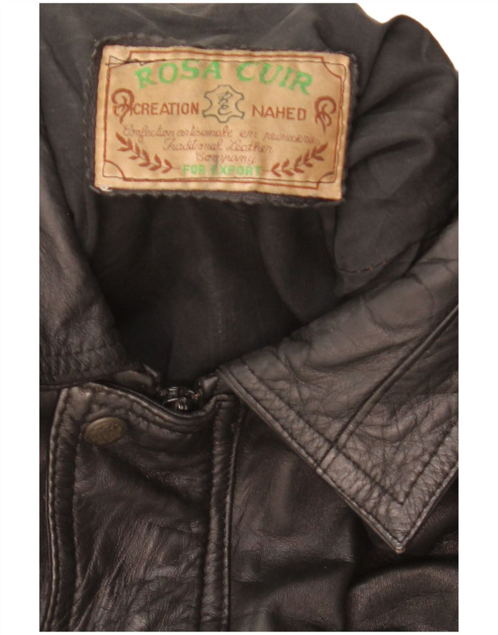 Rosa Cuir Mens Leather Jacket UK 40 Large Black Leather