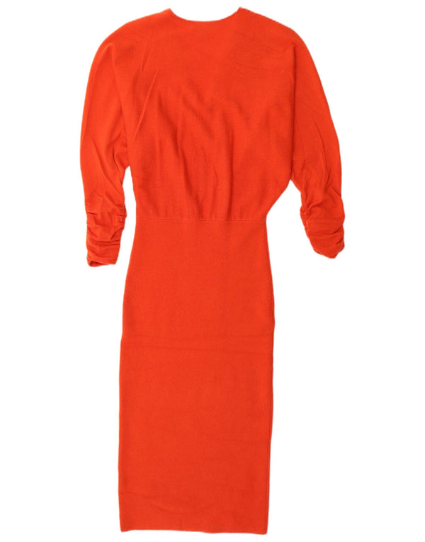 Reiss Womens 3/4 Sleeve Maxi Jumper Dress UK 6 XS Orange