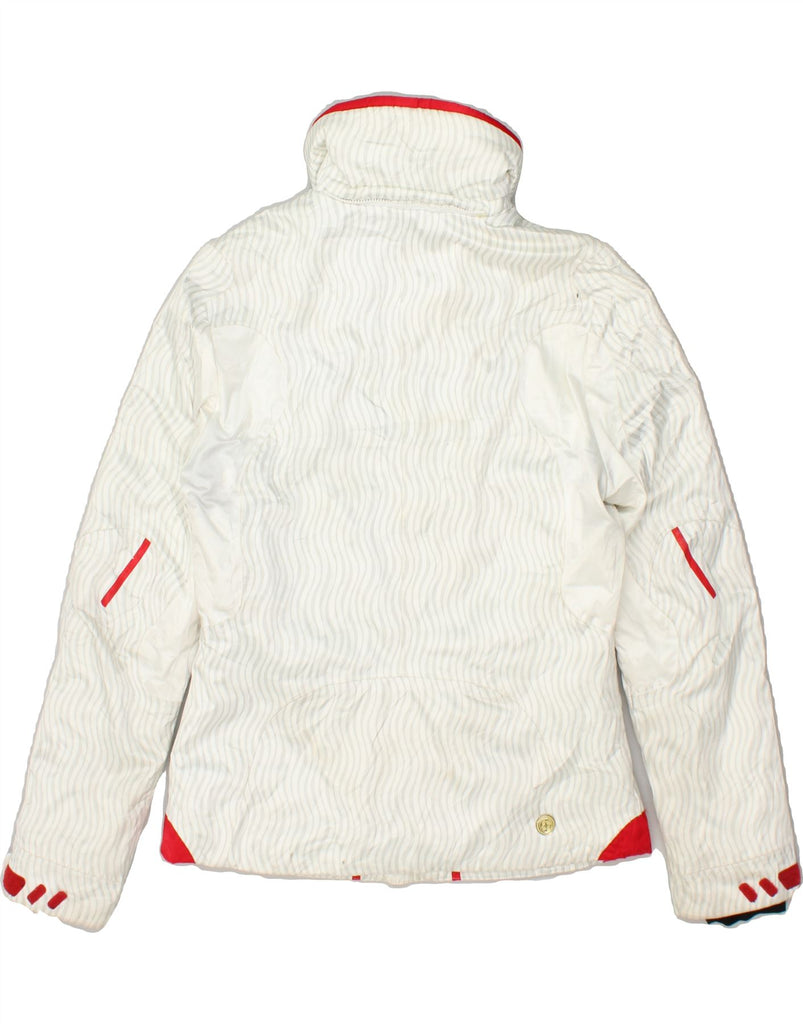 COLMAR Womens Ski Jacket IT 42 Medium White Striped | Vintage Colmar | Thrift | Second-Hand Colmar | Used Clothing | Messina Hembry 