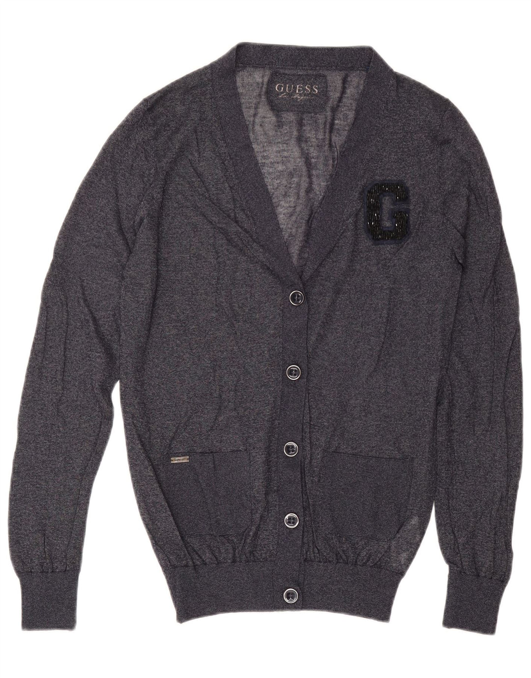 Guess Womens Cardigan Sweater UK 14 Medium Navy Blue Viscose