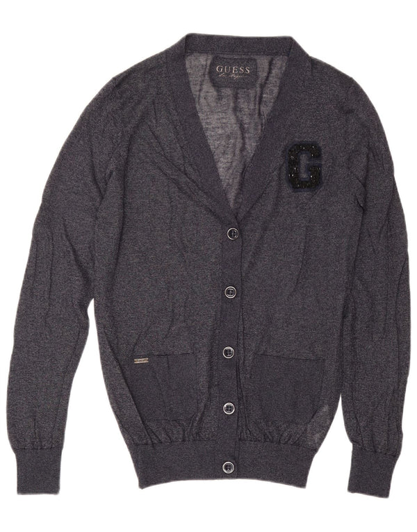 Guess Womens Cardigan Sweater UK 14 Medium Navy Blue Viscose