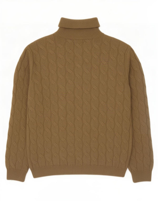 Zara Mens Roll Neck Jumper Sweater Large Khaki Acrylic