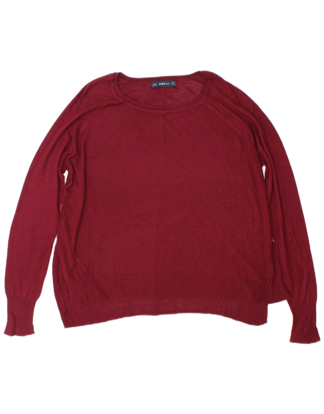 Zara Womens Oversized Boat Neck Jumper Sweater UK 14 Medium Burgundy