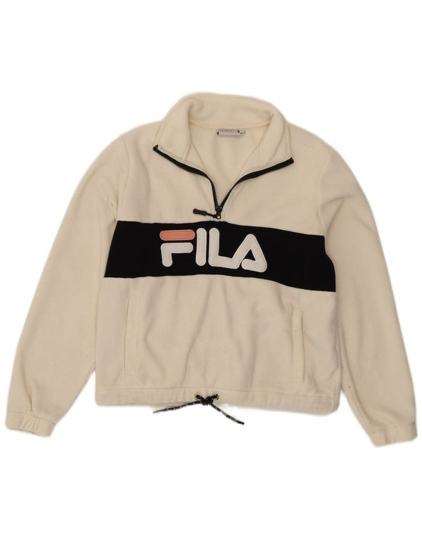 Fila Womens Oversized Fleece Sweatshirt Jumper UK 6 XS White Sports