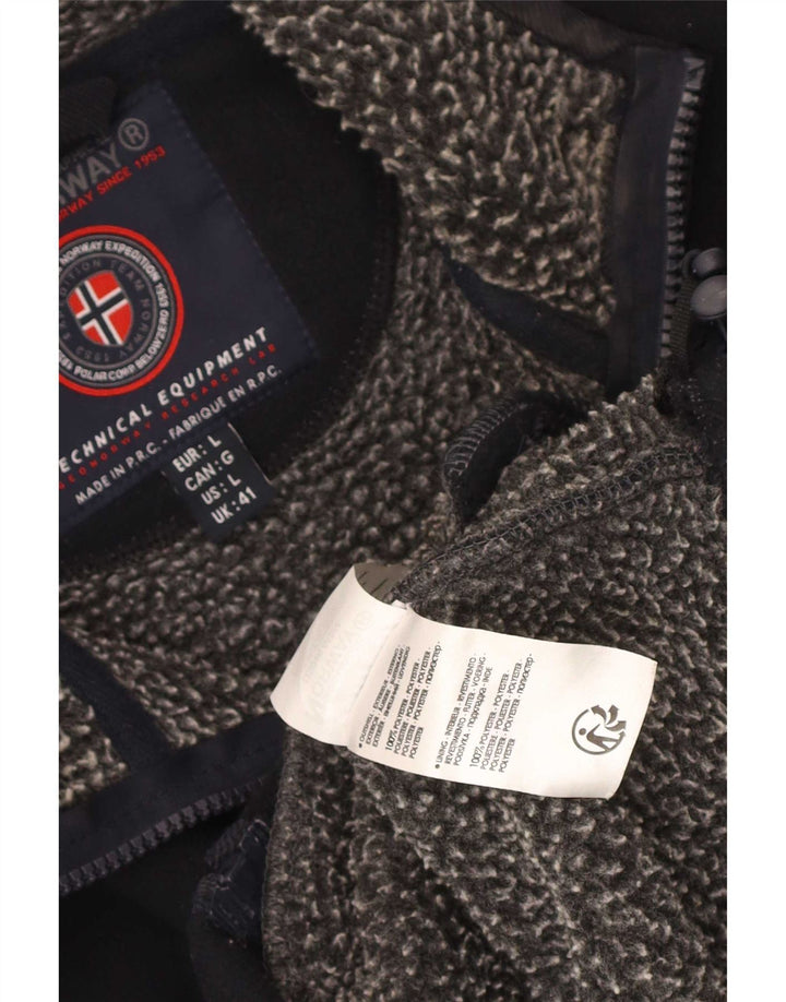 Geographical Norway Mens Fleece Jacket UK 41 Large Navy Blue Polyester