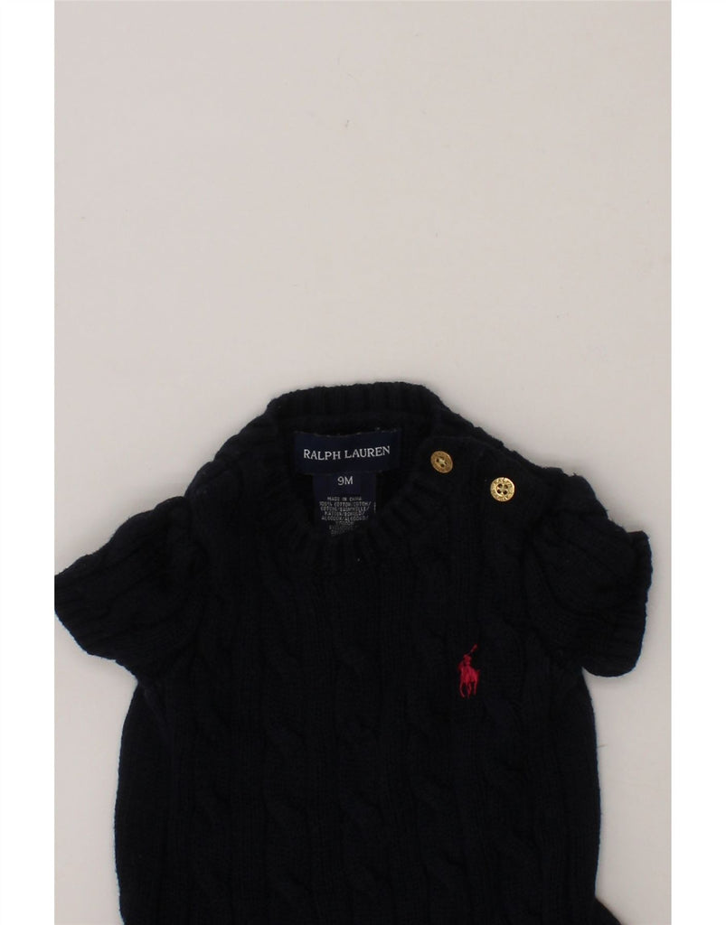 RALPH LAUREN Baby Girls Short Sleeve Jumper Dress 6-9 Months Navy Blue Vintage Ralph Lauren and Second-Hand Ralph Lauren from Messina Hembry 