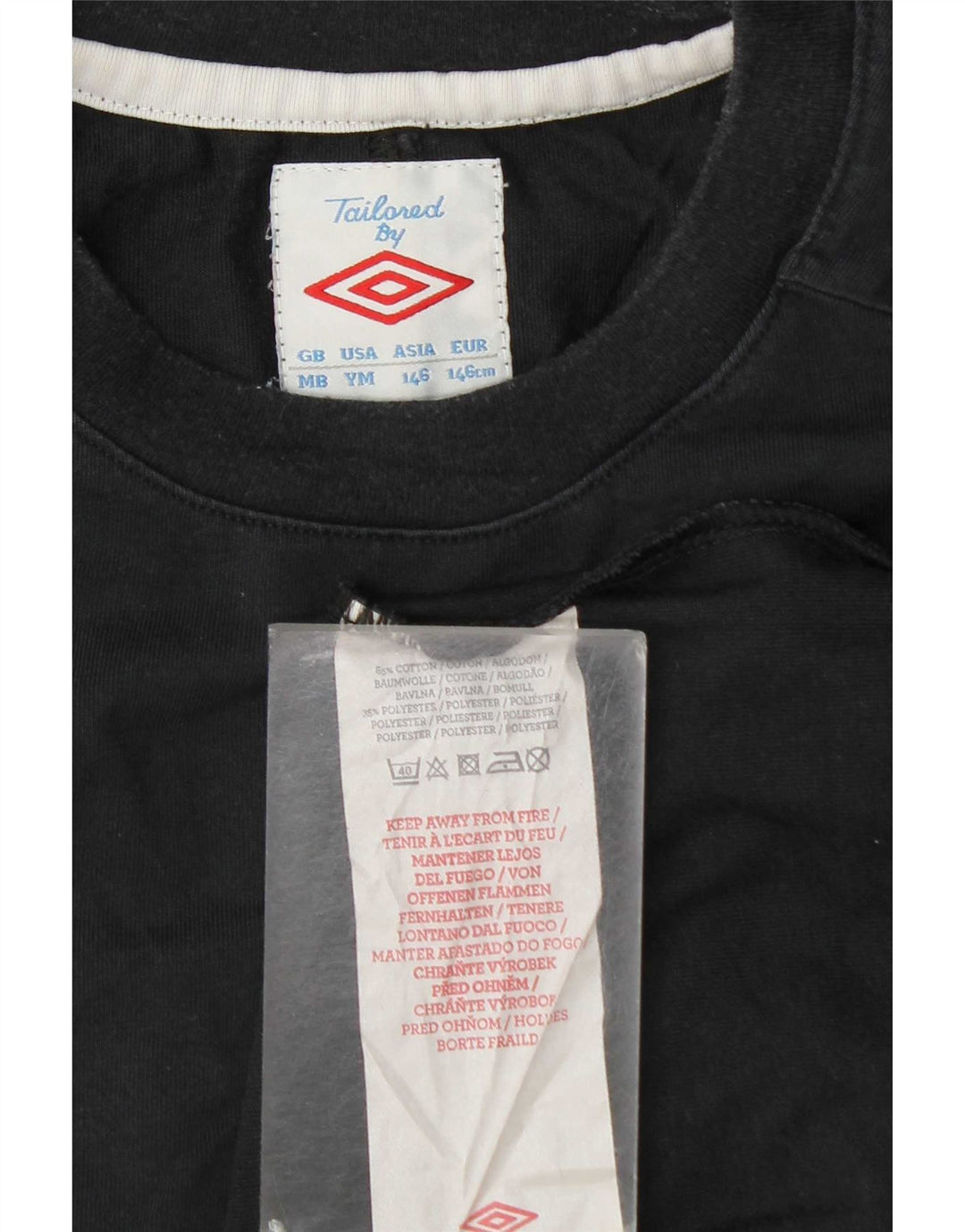 Umbro Boys T-Shirt Top 9-10 Years Medium Black Colourblock Cotton