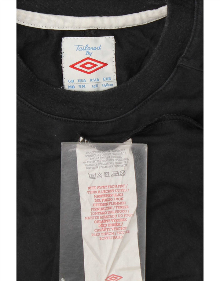 Umbro Boys T-Shirt Top 9-10 Years Medium Black Colourblock Cotton