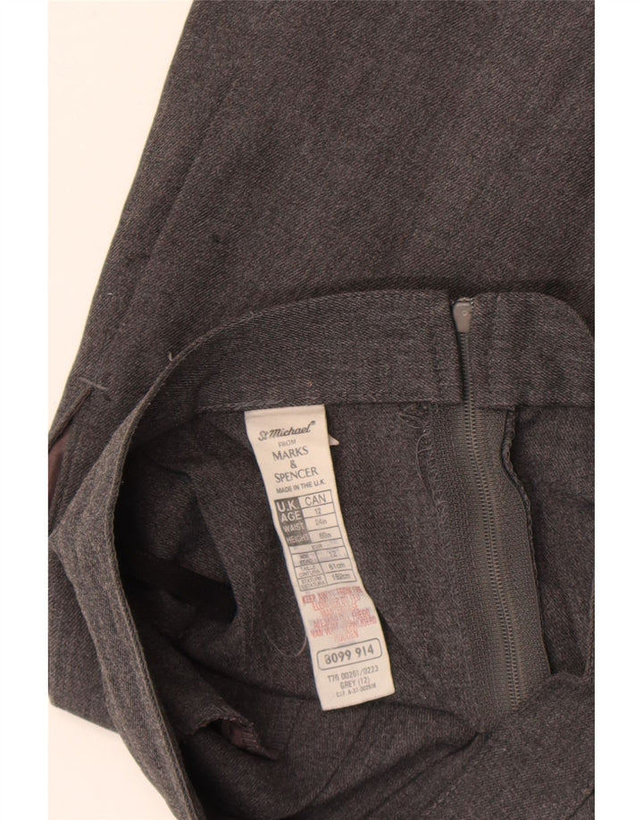Marks & Spencer Girls A-Line Skirt 11-12 Years W23  Grey Polyester