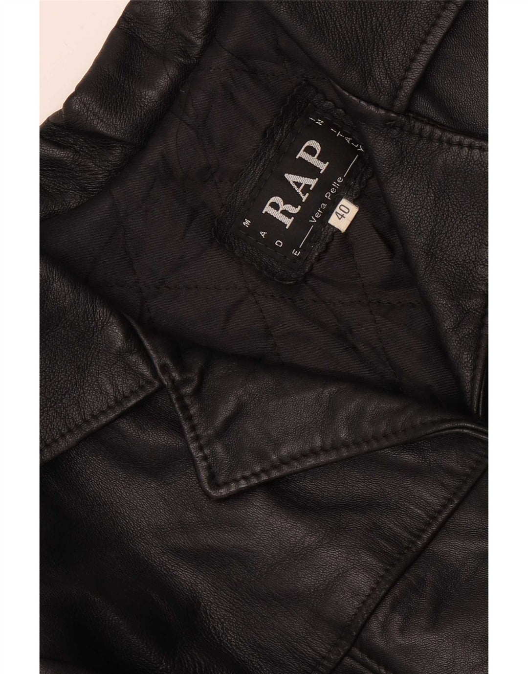 Vintage Womens Leather 4 Button Blazer Jacket IT 40 Small Black Leather