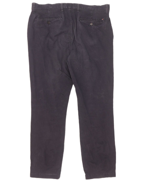 Tommy Hilfiger Mens Slim Fit Chino Trousers W36 L32 Navy Blue Cotton