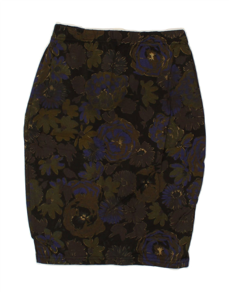 VINTAGE Womens Pencil Skirt W22  2XS Black Floral Cotton Vintage Vintage and Second-Hand Vintage from Messina Hembry 