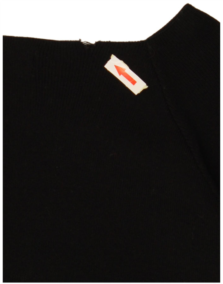 ZARA Womens Crop 3/4 Sleeve Off Shoulder Top UK 10 Small Black