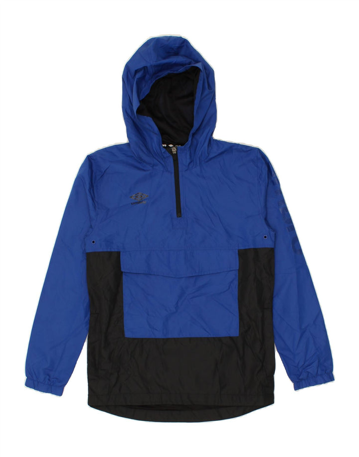 UMBRO Boys Graphic Hooded Anorak Jacket 12-13 Years Blue Colourblock Vintage Umbro and Second-Hand Umbro from Messina Hembry 