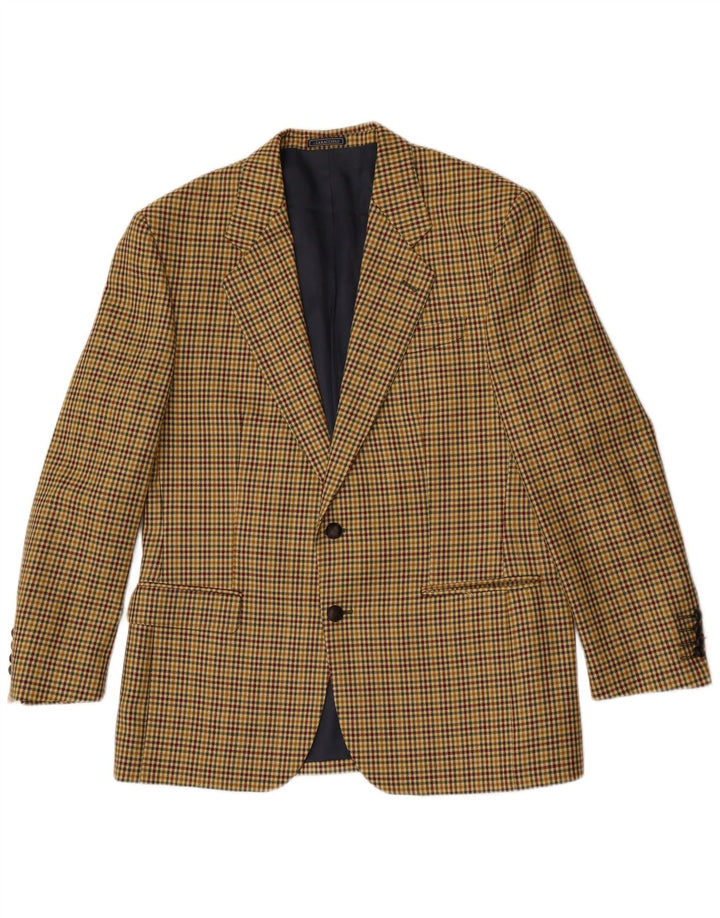 Caracciolo Mens 2 Button Blazer Jacket IT 52 XL Brown Houndstooth