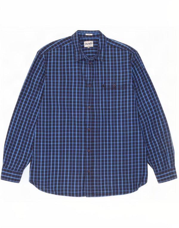 Wrangler Mens Regular Fit Shirt 3XL Blue Check Cotton
