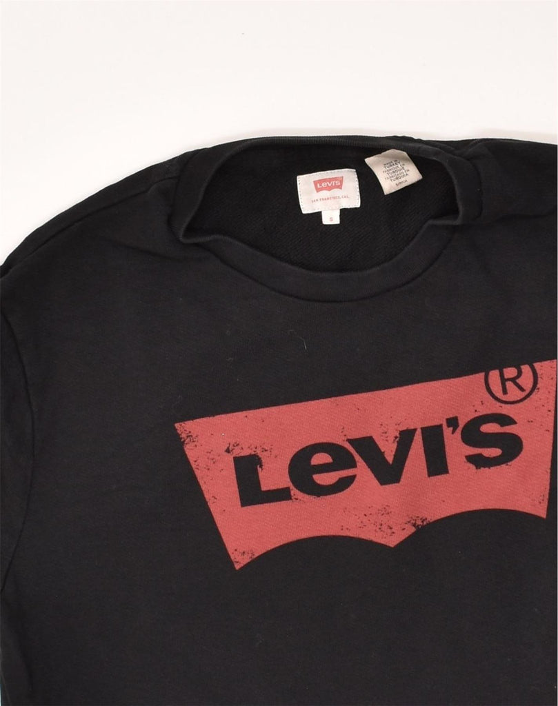 LEVI'S Mens Graphic Sweatshirt Jumper Small Black Cotton | Vintage Levi's | Thrift | Second-Hand Levi's | Used Clothing | Messina Hembry 