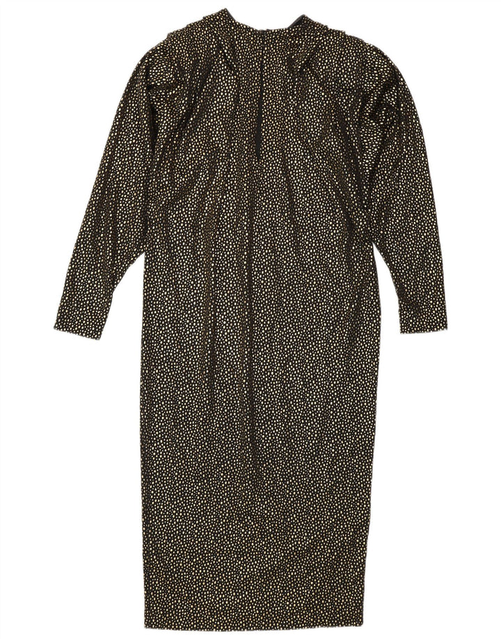 Vintage Womens Long Sleeve Shift Dress IT 42 Medium Gold Spotted