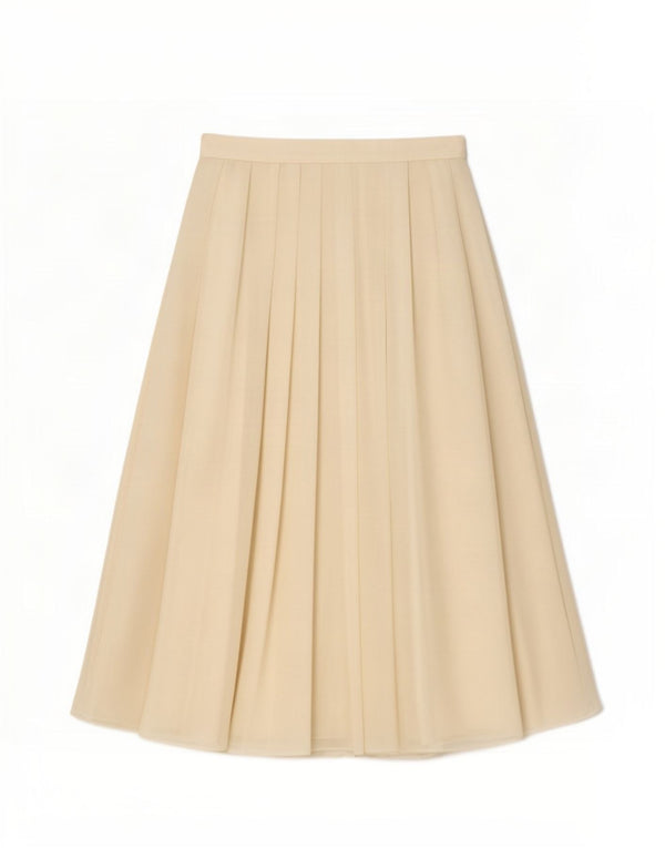 Debut Womens Pleated Skirt UK 12 Medium W26 Off White Polyester
