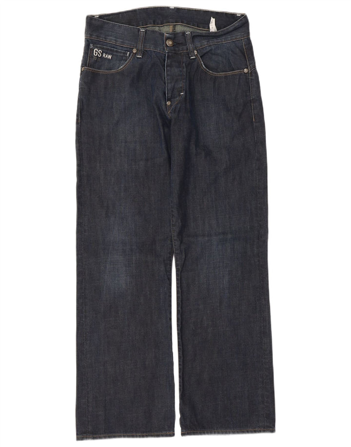 G-STAR Mens 3301 Straight Jeans W32 L30 Navy Blue Cotton