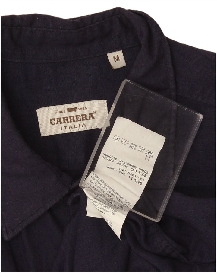 Carrera Mens Shirt Medium Navy Blue Linen